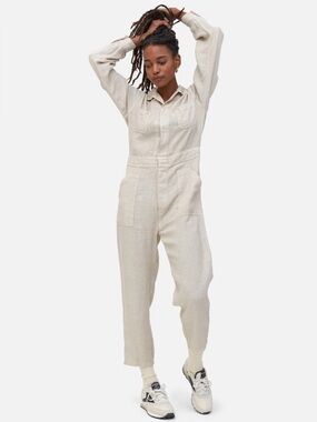 MATE the Label Cream Linen Utility Jumpsuit